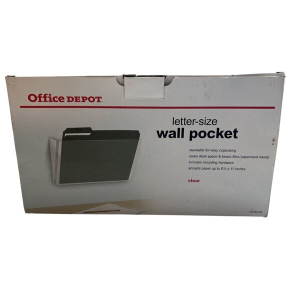 Office Depot Letter-Size Wall Pocket Clear 1 Count Stackable File Holder - Picture 1 of 6